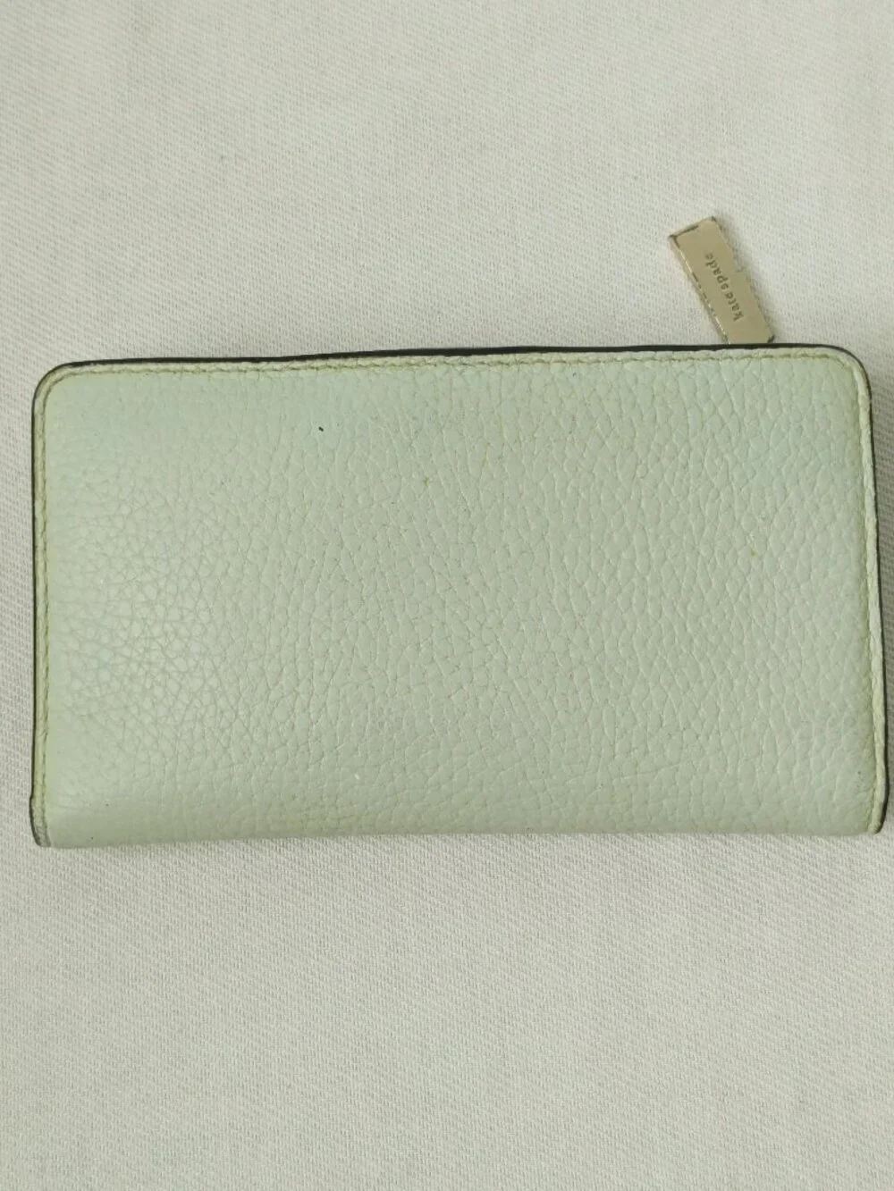 kate spade mint leather compact bifold wallet with gold hardware